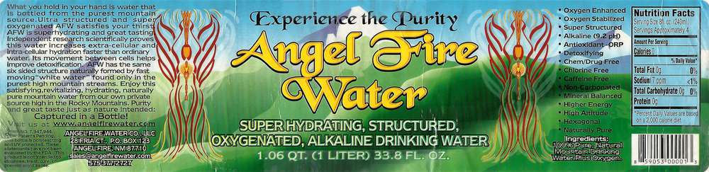 Angel Fire Water Drinking Water Label