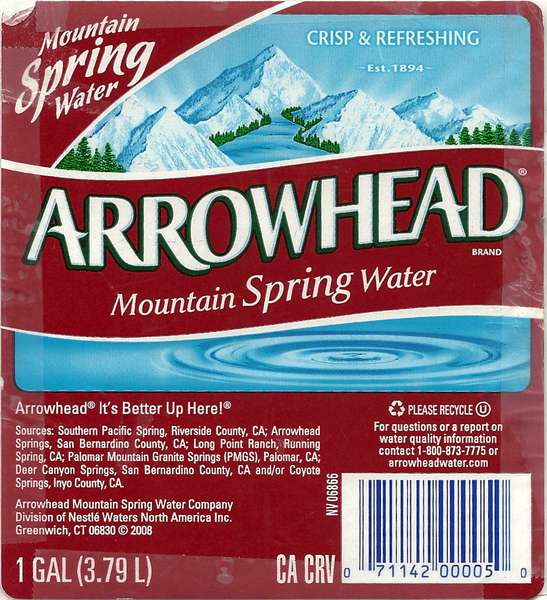 Arrowhead Mountain Spring Water Label