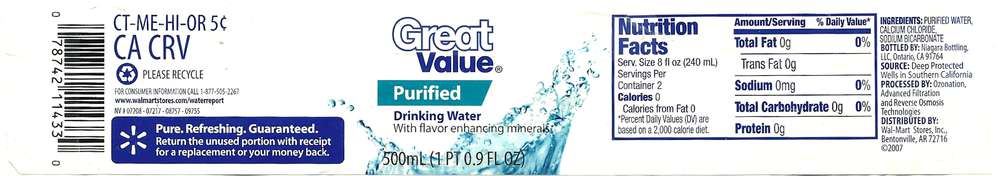 Great Value Purified Drinking Water Label