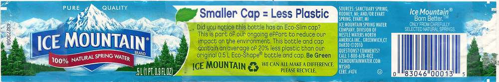 Ice Mountain Natural Spring Water Label