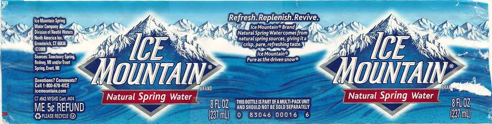Ice Mountain Natural Spring Water Label