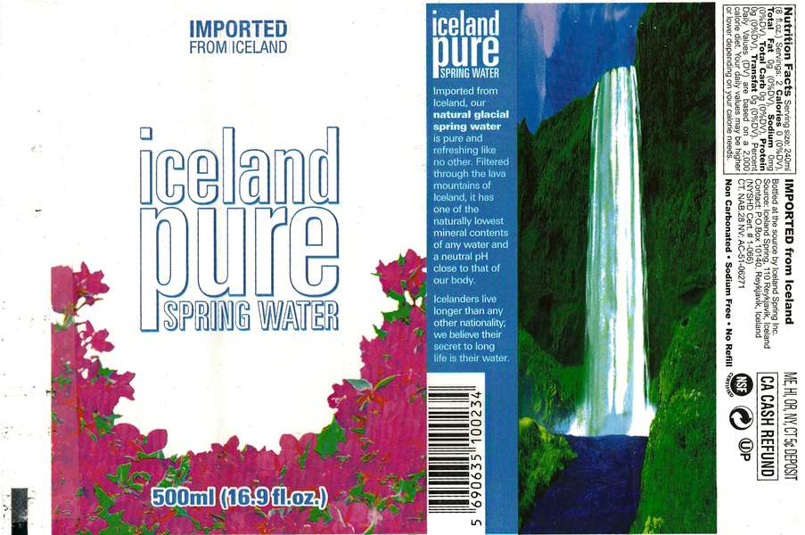 Iceland Pure Spring Water Label