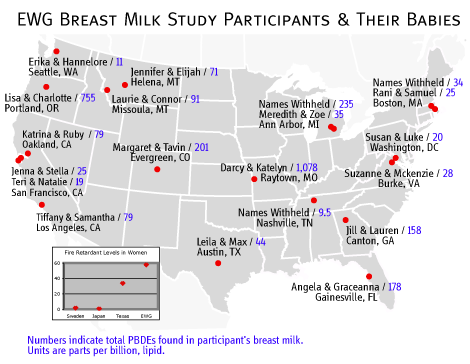 map showing geographic distribution of study participants