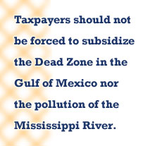  Taxpaers should not be forced to subsidize the Dead Zone in the Gulf of Mexico nor the pollution of the Mississippi River.