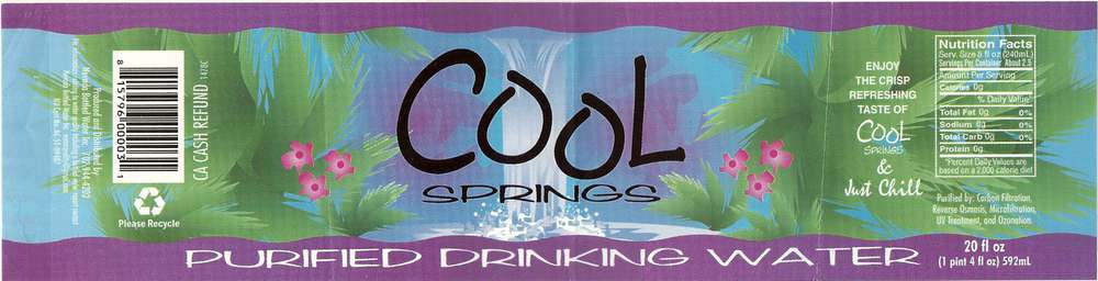 Cool Springs Purified Drinking Water Label