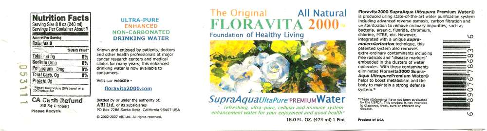 Floravita 2000 Supra-Aqua Ultrapure Premium Water Label