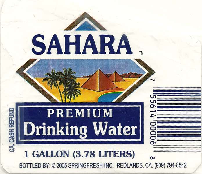 Sahara Premium Drinking Water Label