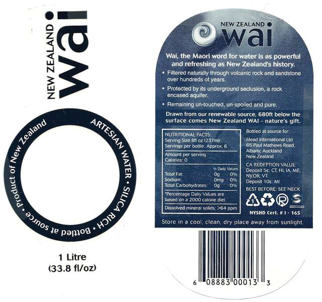 New Zealand Wai Artesian Water Label