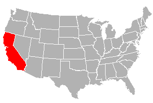 Map of US showing California