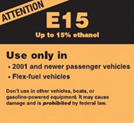 E15 warning label