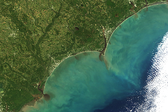 Satellite view of the coast of North Carolina