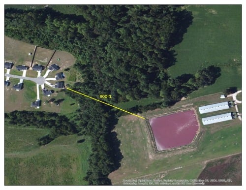 Satellite image showing CAFO