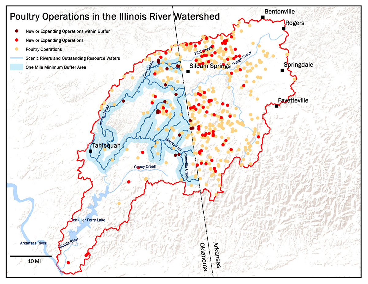 Poultry operations in the Illinois Watershed in Oklahoma