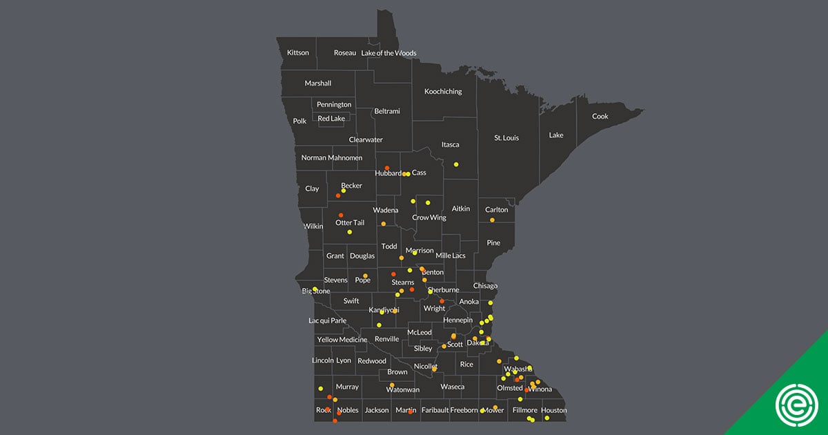 Map Minnesota Community Water Systems With Worsening Nitrate