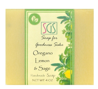 Soap for Goodness Sake Oregano Lemon and Sage Soap (2016 formulation)