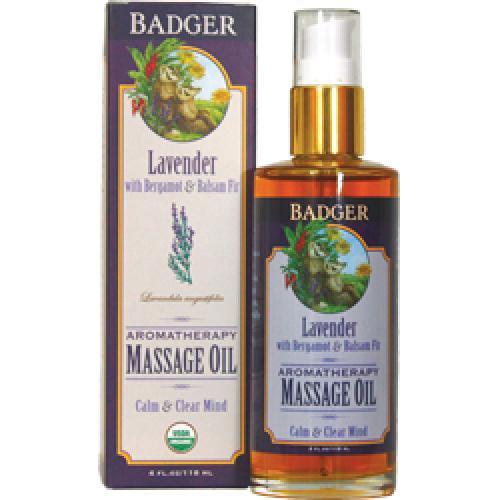 Badger Aromatherapy Massage Oil, Lavender  (2019 formulation)