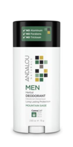 Andalou Naturals Men Herbal Deodorant, Mountain Sage (2019 formulation)