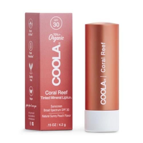 COOLA Tinted Mineral Liplux Sunscreen Lip Balm, Coral Reef, SPF 30