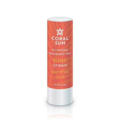 Coral Sun Mineral Lip Balm, Fragrance-Free, SPF 15